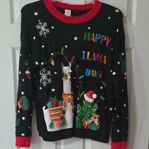 Festive Red and Black Holiday Time Sweater